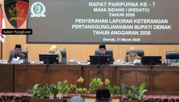 Rapat Paripurna ke-7 Masa Sidang I Tahun 2026 LKPJ Bupati Demak Tahun Anggaran 2025 Diserahkan