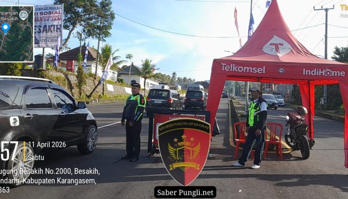Satuan Lalulintas Polres Karangasem Laksanakan Pengamanan Ida Betara Turun Kabeh