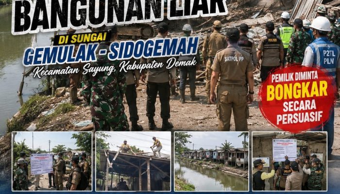 Tahap I Penertiban 230 Bangunan Liar di Sungai Gemulak–Sidogemah, Pemilik Diminta Bongkar Secara Persuasif
