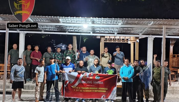 Dalam Rangka HUT TNI dan Kodam IV/Diponegoro, Dandim Grobogan Ajak Anggota Mancing Ikan